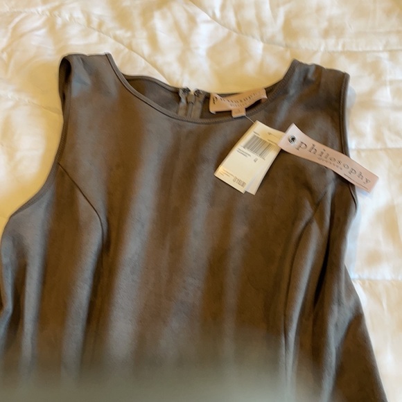 faux leather dress - tight waist and slightly flared skirt - Picture 2 of 2